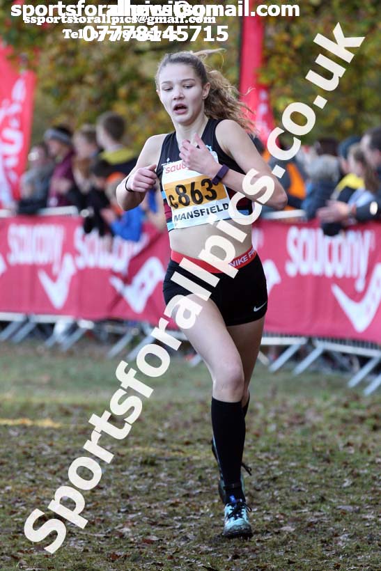 Girls under-15s National Cross Country Relay, Berry Hill Park, Mansfield. Photo:  David T. Hewitson/Sports for All Pics